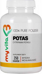 Poudre pure de citrate de potassium 100% potassium sans additifs 250g MYVITA