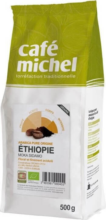 Café arabica sidamo grains ethiopie commerce équitable BIO 500 g - CAFE MICHEL