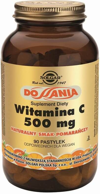 Vitamine C 500mg arôme naturel d'orange 90 pastilles SOLGAR