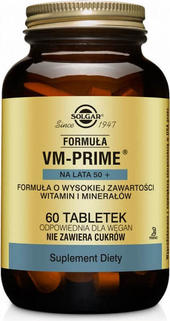 Formule vm - prime pour les 50 ans + formule de vitamines et minéraux de haute puissance 60 comprimés SOLGAR