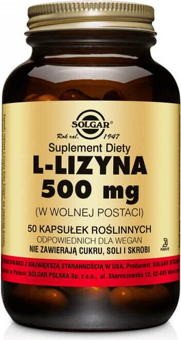 L-lysine sous forme libre 500mg 50 gélules SOLGAR