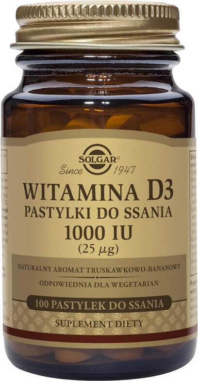 Vitamine D3 1000iu 25 µg cholécalciférol 100 pastilles SOLGAR