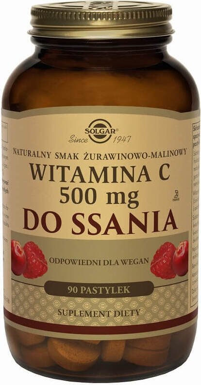Vitamine C 500mg arôme naturel canneberge-framboise 90 pastilles SOLGAR
