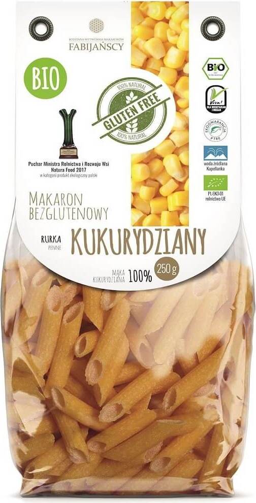 Nouilles de maïs penne tube sans gluten BIO 250 g FABIJAŃSCY