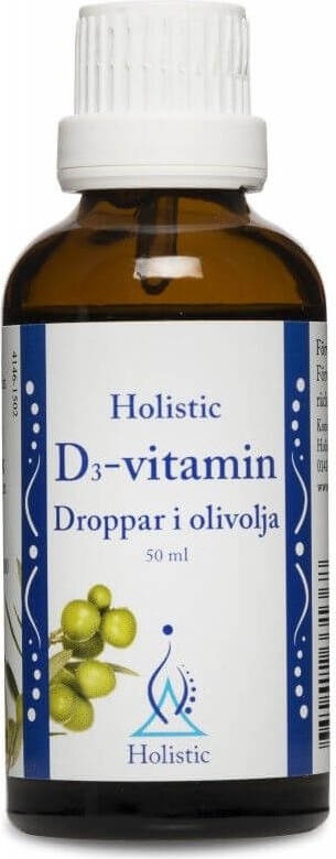 Witamian D3 125?G à l'huile d'olive D3 - vitamine Droppar et gouttes d'olivolja 50ml HOLISTIC