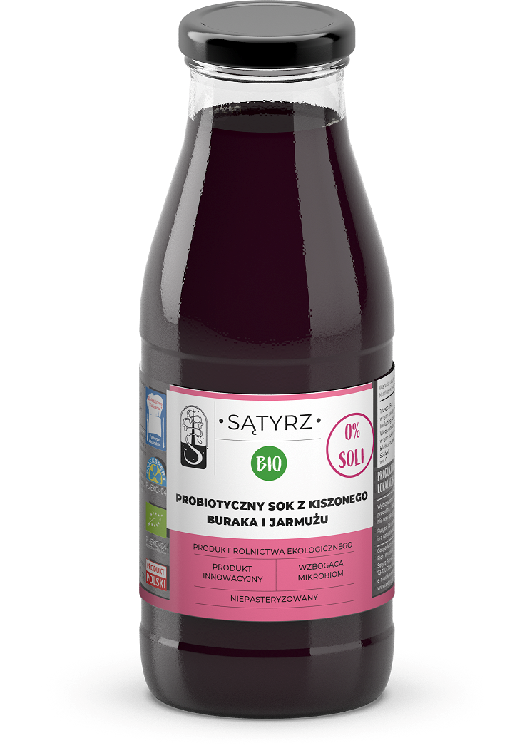 JUS PROBIOTIQUE DE BETTERAVES DE POULET ET CALCUL SANS SEL BIO 500 ml - SĄTYRZ