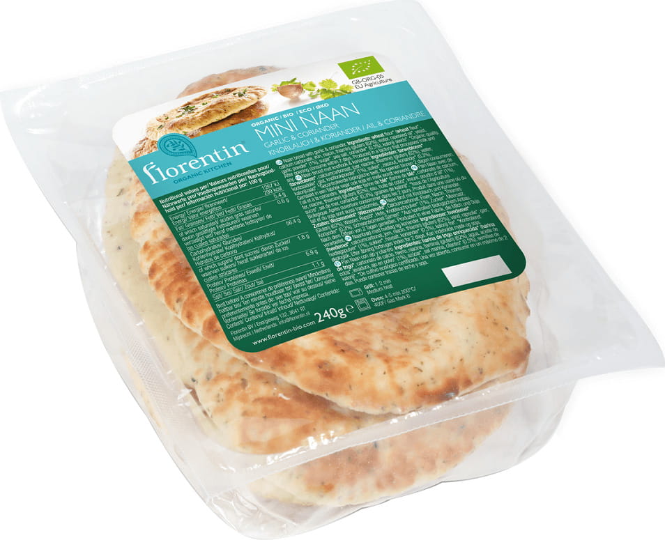 Mini pain naan ail et coriandre BIO 240 g - FLORENTIN