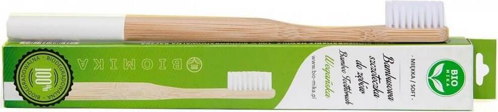 Brosse à dents en bambou blanc doux 1 pièce - BIOMIKA