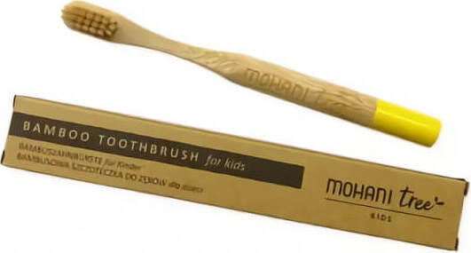 Brosse à dents en bambou pour enfants avec poils doux MOHANI jaunes