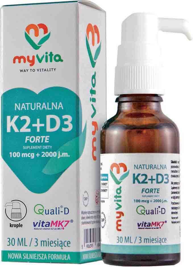 Vitamine naturelle K2 K - 2 100mcg + D3 D - 3 2000iu 30 ml MYVITA