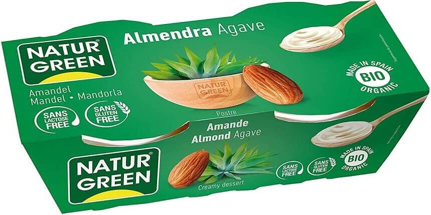 Dessert aux amandes au sirop d'agave sans gluten sans lactose BIO 2 x 125 g NATURGREEN