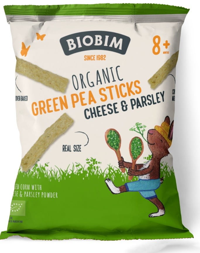 Chips de petits pois 8 mois saveur fromage et persil à la vitamine B1 BIO 25 g - BIOBIM