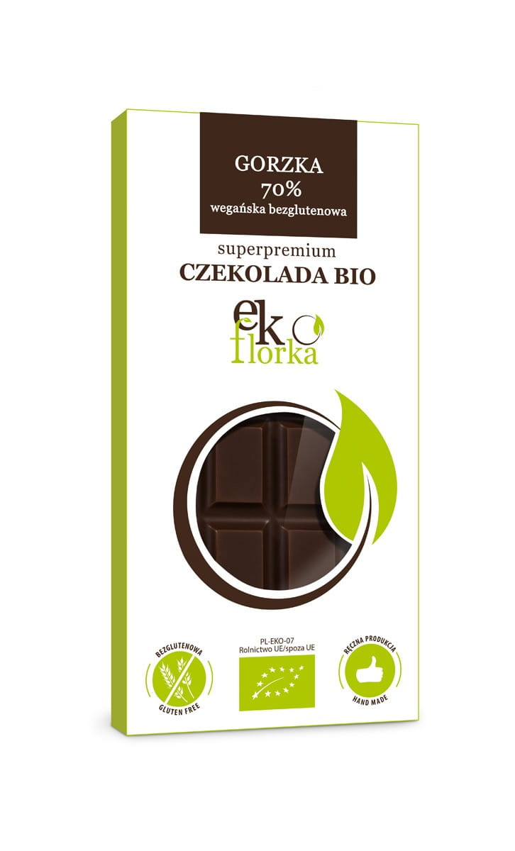 Chocolat noir premium 70% sans gluten BIO 85 g - EKOFLORKA