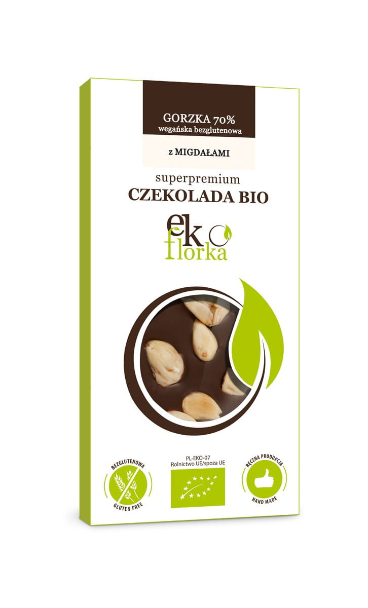 BIO BIO 85 g chocolat amer premium sans gluten aux amandes - EKOFLORKA
