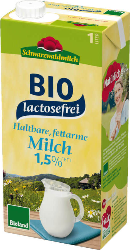 Lait 15% sans lactose BIO 1000 ml SCHWARZWALDMILCH
