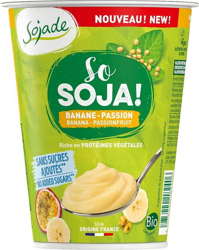 Produit à base de soja banane - fruit de la passion BIO 400 g - SOJADE