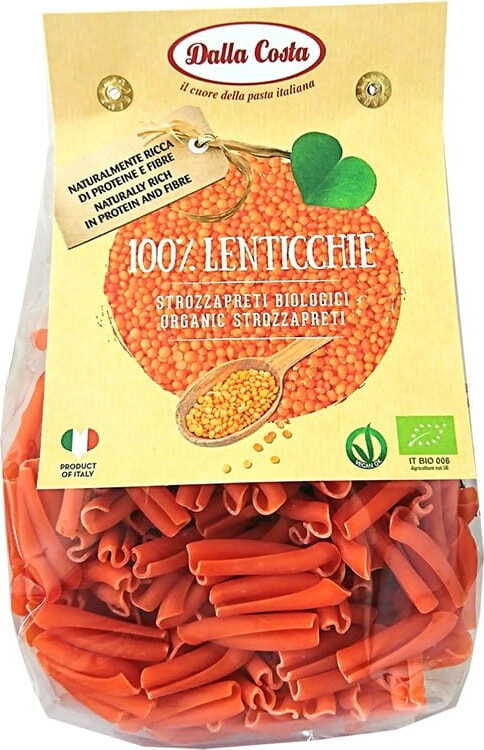Pâtes (lentilles rouges) strozzapreti sans gluten BIO 250 g - DALLA COSTA