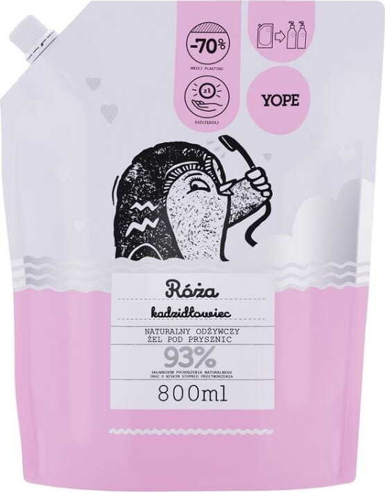 Recharge Gel Douche Régénérant Naturel Rose et Encens 800ml YOPE