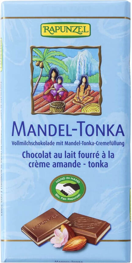 Chocolat au lait aux amandes, fèves tonka et fourrage crémeux BIO 100 g - RAIPONCE