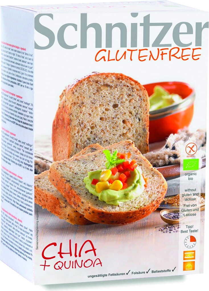 Pain chia à la farine de quinoa complet sans gluten BIO 500 g SCHNITZER