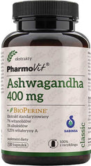 Ginseng - Ginseng indien ashwagandgha 400mg + extrait standardisé de biopérine 120 gélules PHARMOVIT