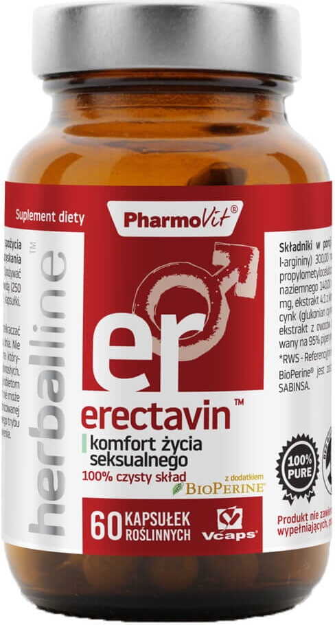 Erectavin avec addition de bioperine 60 gélules vcaps PHARMOVIT HERBALLINE