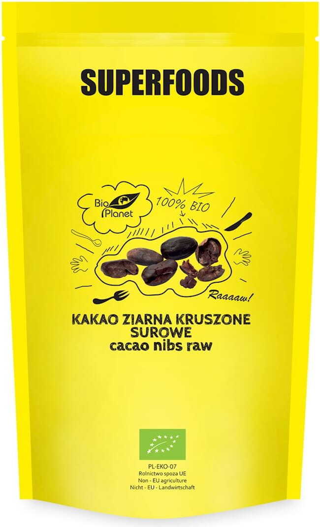 Fèves de cacao concassées crues BIO 600 g - BIO PLANET