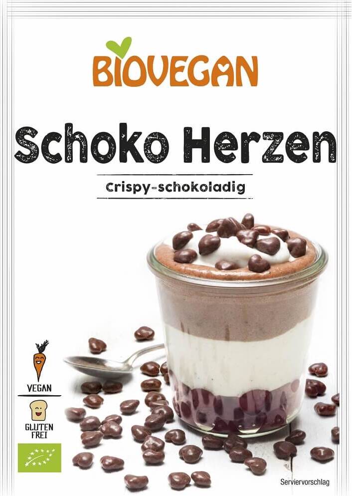 Garniture décorative aux coeurs en chocolat sans gluten BIO 35 g - BIO VEGAN