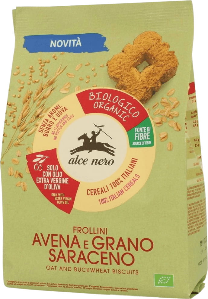 Biscuits à l'avoine - sarrasin à l'huile d'olive extra vierge (14%) BIO 250 g - ALCE NERO
