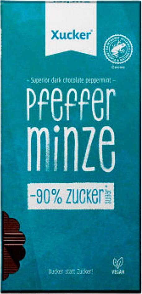 Chocolat noir 75% cacao au xylitol et menthe sans sucres ajoutés 80g XUCKER