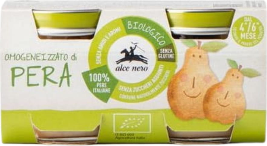 4 mois de purée de poire BIO (2 x 80 g) 160 g - ALCE NERO