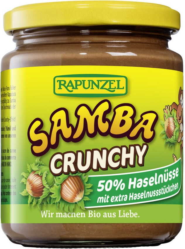 Crème au chocolat et noix avec morceaux de noisettes samba BIO 250 g - RAIPONCE