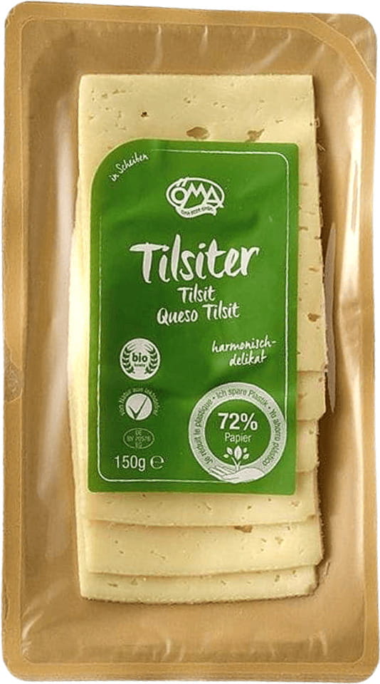 Fromage Tilsiter (Tilsit) tranches BIO (45% de matière grasse sur sec) 150 g - OMA