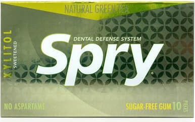 Chewing-gum au xylitol, saveur thé vert, sans gluten 10 pcs (12 g) - SPRY