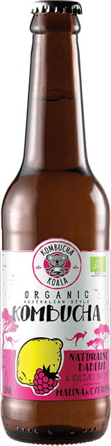Kombucha aromatisé à la framboise et au citron BIO 330 ml - KOALA KOMBUCHA