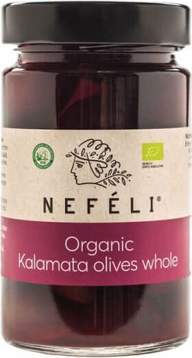 Olives noires Kalamata avec noyau en saumure BIO 300 g - NEFELI