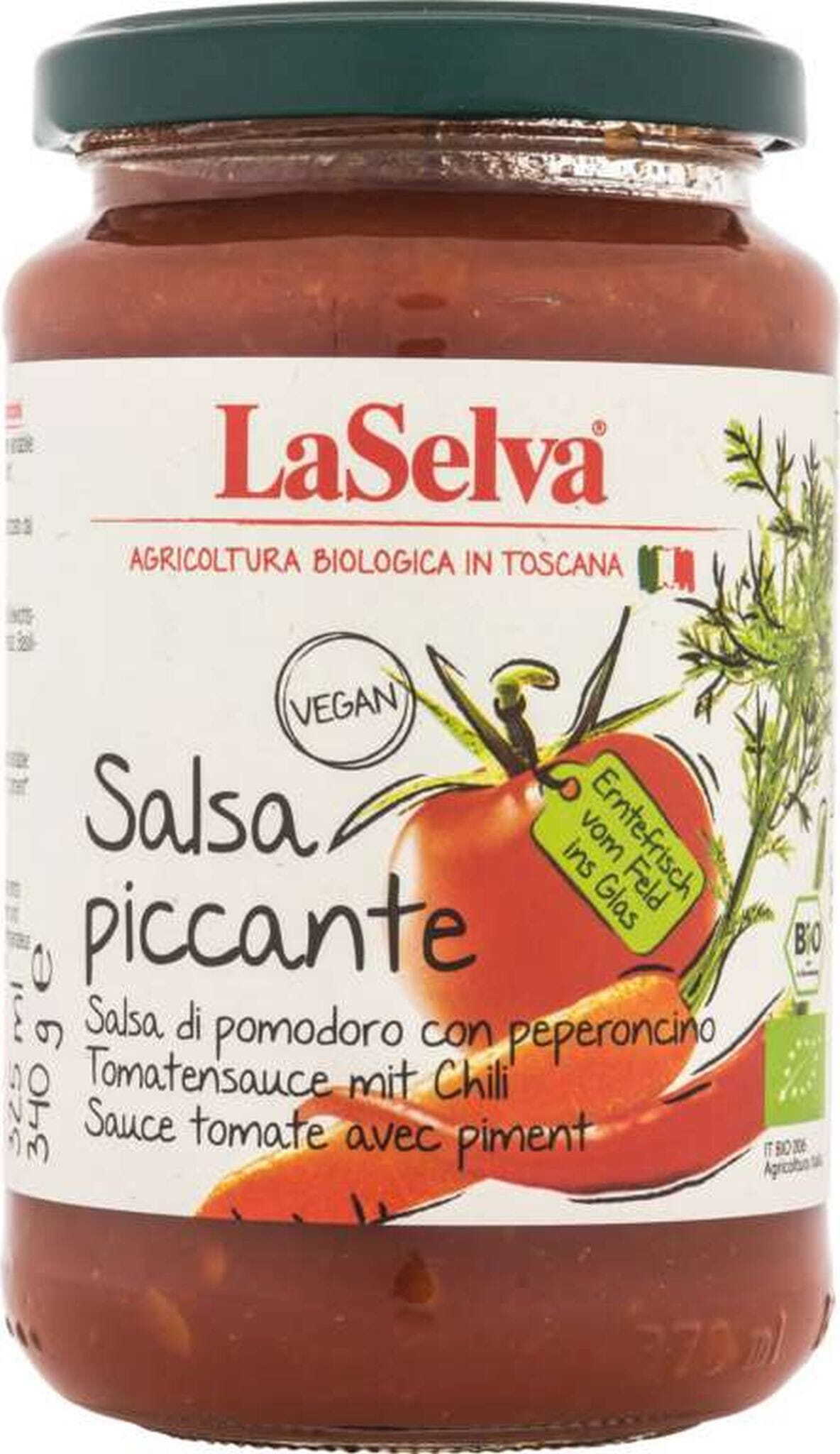 Sauce tomate aux légumes et piment BIO 340 g LA SELVA