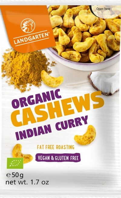 Noix de cajou saveur coco au curry sans gluten BIO 50 g - LANDGARTEN