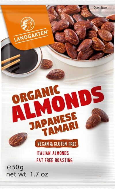 Amandes grillées à la sauce tamari sans gluten BIO 50 g - LANDGARTEN