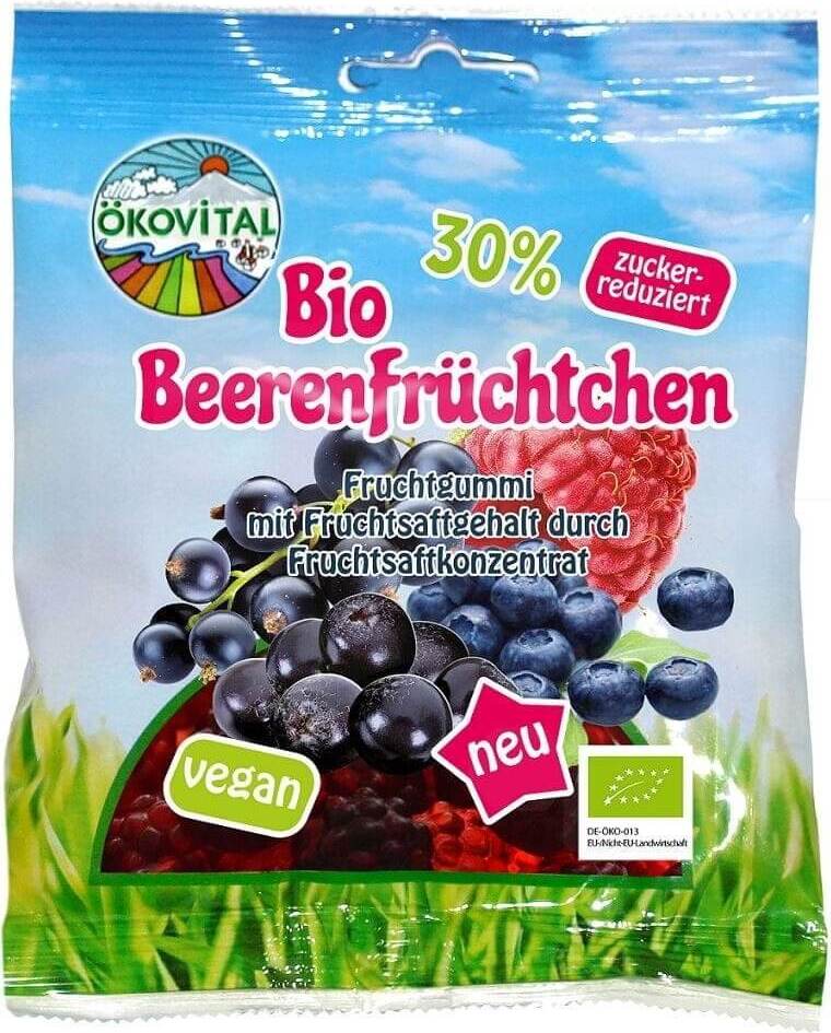 Fèves à la gelée de fruits sans gélatine sans gluten BIO 80 g - OKOVITAL