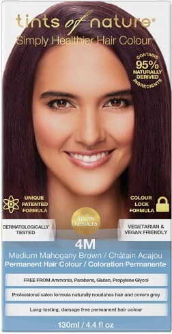 Teinture capillaire naturelle - 4m châtain moyen acajou TINTS OF NATURE