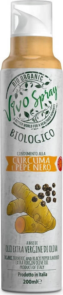 Huile d'olive extra vierge au curcuma et au poivre BIO spray 200 ml - VIVO SPRAY