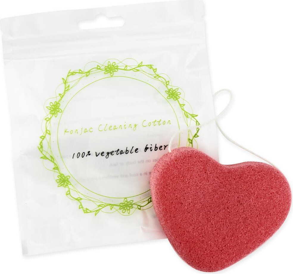 Eponge Konjac pour nettoyer le visage coeur rose - BETTER THAN FOODS