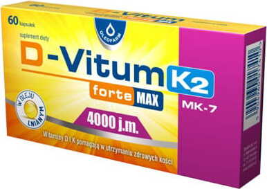 D-vitum FORTE vitamine D et K 4000 UI D-3 K2 MK-7 100 mcg 60 gélules OLEOFARM