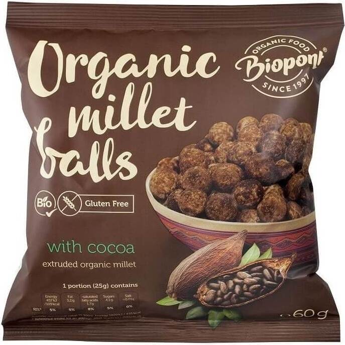 Chips de millet au cacao sans gluten BIO 60 g - BIO PONT