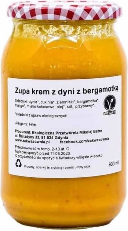 Velouté de potiron à la bergamote BIO 900 ml - ZAKWASOWNIA