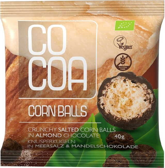 Chips de maïs au chocolat aux amandes délicatement salées sans gluten BIO 40 g - CACAO