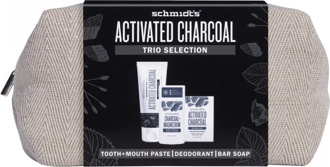 Ensemble de charbon actif avec un sac cosmétique déodorant 58 ml dentifrice 100 ml savon 142 g SCHMIDTS