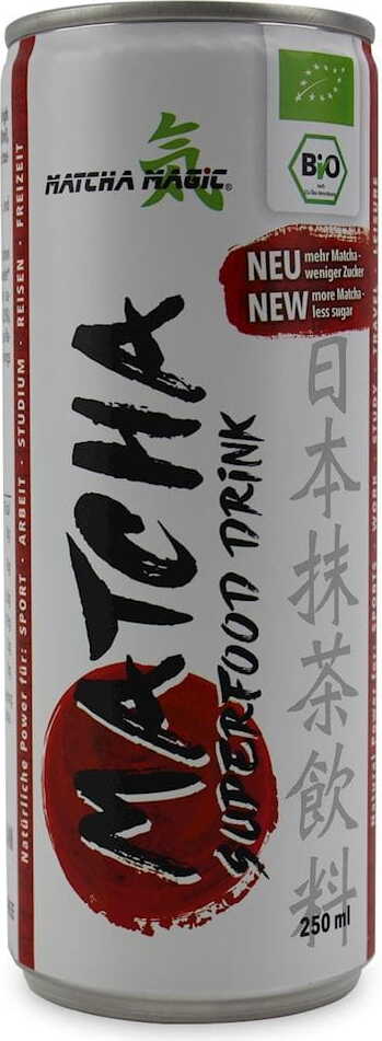 Boisson énergisante thé matcha moins de sucre sans gluten BIO 250 ml - MATCHA MAGIC