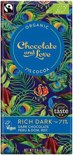 Chocolat noir suisse 71% commerce équitable BIO 80 g - CHOCOLATE AND LOVE